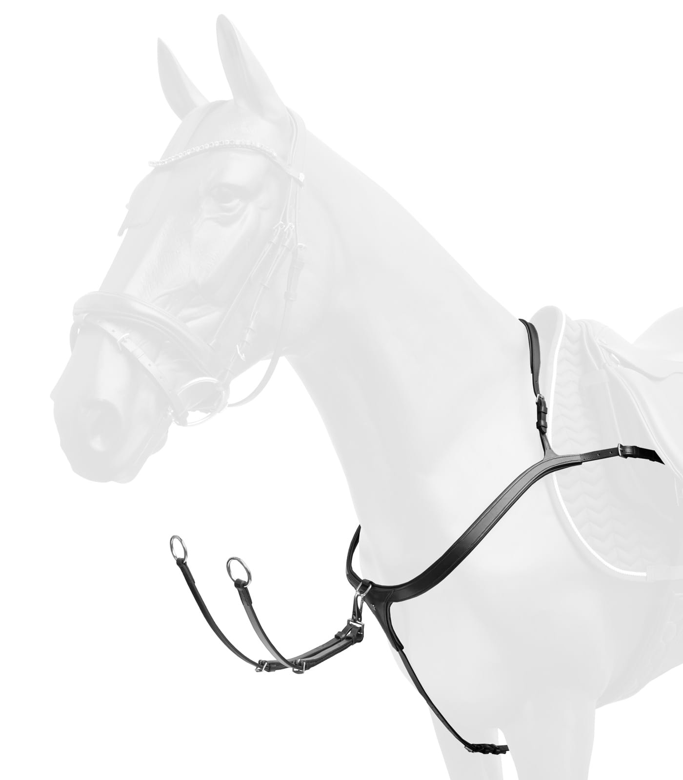 Waldhausen X-Line Breastplate with Long Bridge , svart,Full - Bild 2